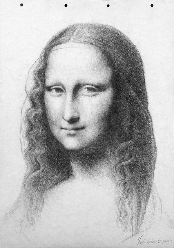 pencil sketch of mona lisa